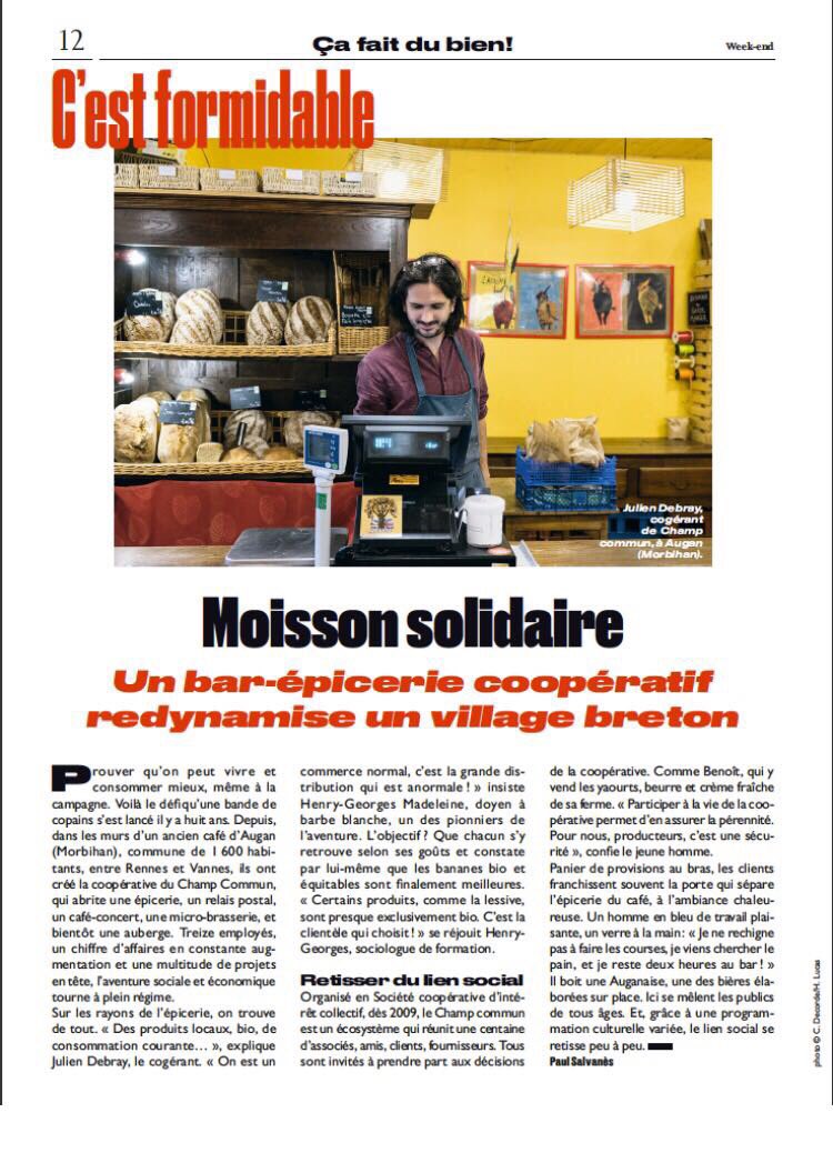 CDecorde's tweet photo. #publication #2000etmoins
Un des 6 sujets de notre série documentaire "2000 et moins" sur la France rurale dans le Le Parisien Week-End d'aujourd'hui! 
La coopérative du Champ Commun, Augan, Morbihan
Avec à la plume, @PSlvns! https://t.co/oM5VkLbQdm