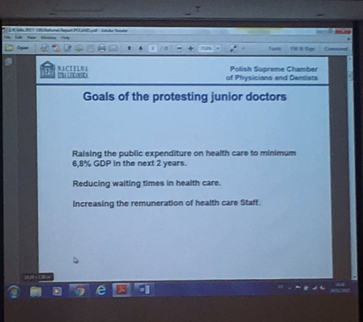 Polish delegation to @CPME_Europe speak about junior doctor hunger strike. #goals <a href="/ejdpwg/">EJD</a>