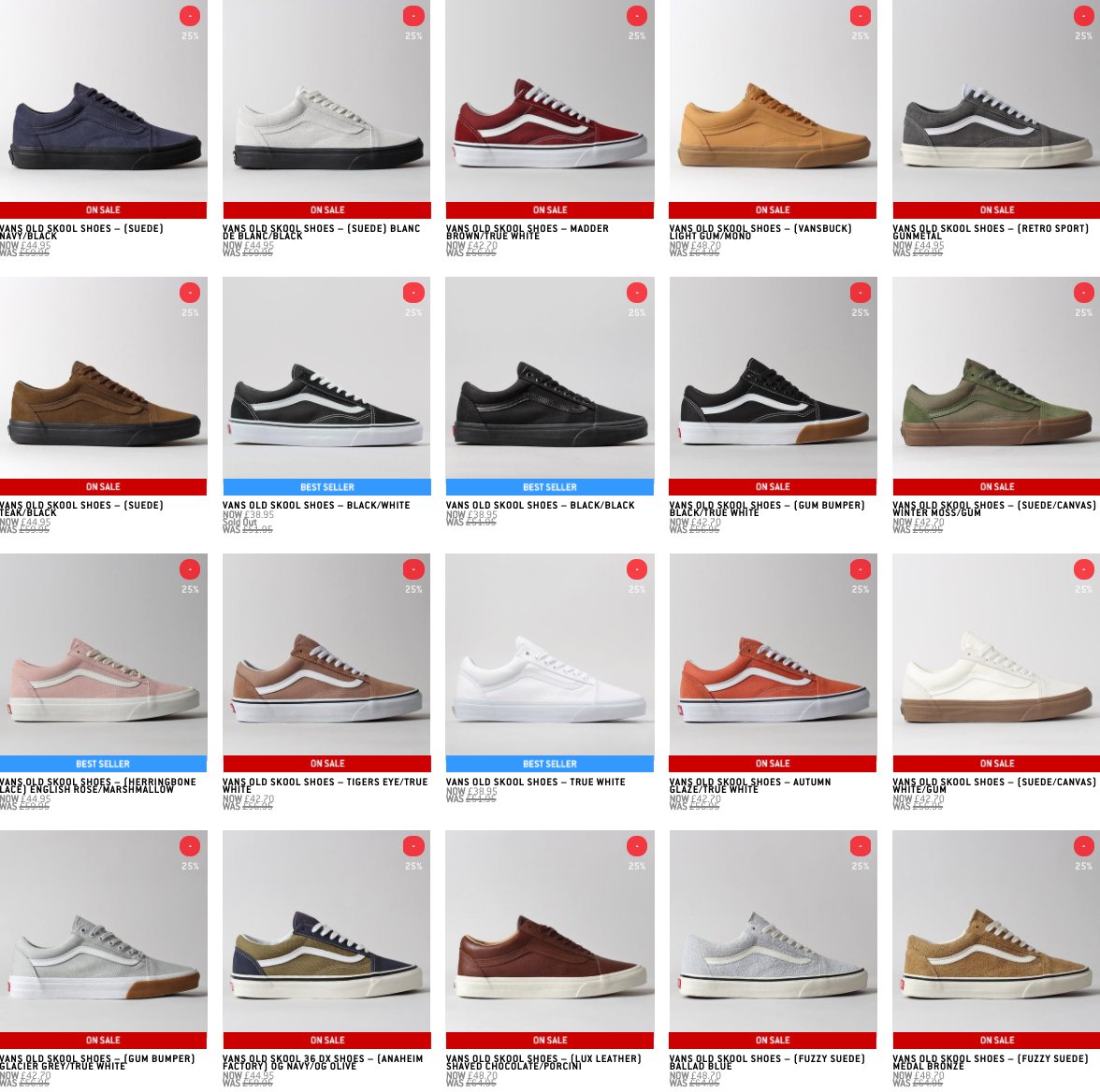 all styles of vans shoes