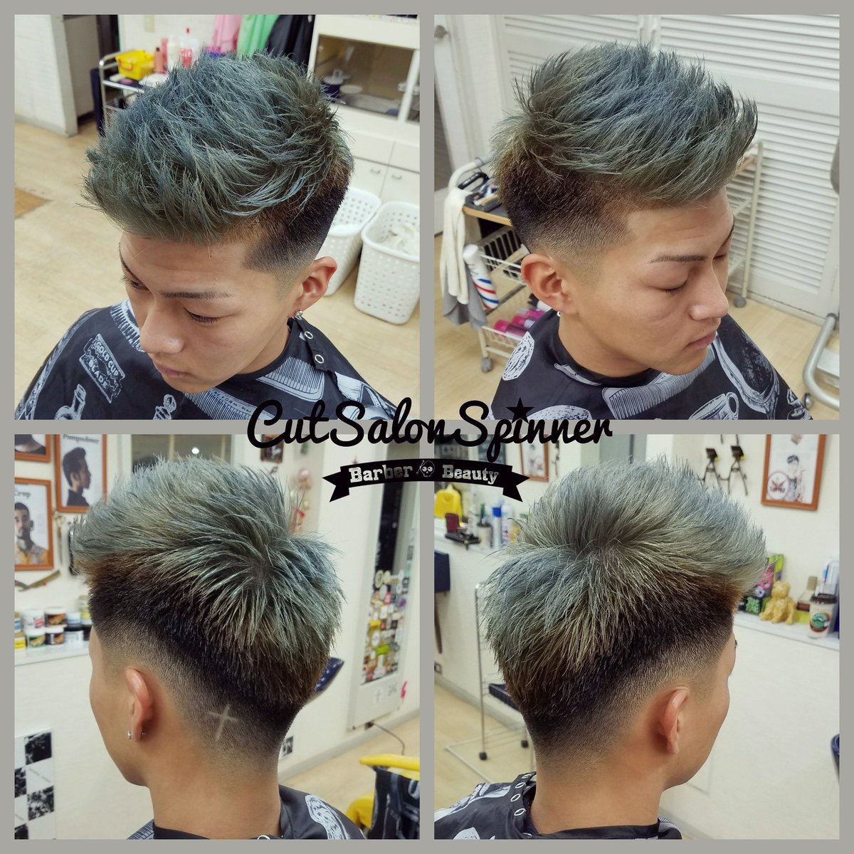 Spinner Barbearia على تويتر カットサロンスピナーです 今日のスタイル紹介 前回のツーブロックから フェードスタイルにイメチェンです トップ全体はブリーチで毛先にかけてグレーをonしました フェードとカラーのコントラストに左耳後ろの十字架ワンポイントが Spinner Barbearia على تويتر カットサロンスピナーです 今日のスタイル紹介 前回のツーブロックから フェードスタイルにイメチェンです トップ全体はブリーチで毛先にかけてグレーをonしました フェードとカラーのコントラストに左耳後ろの十字架ワンポイントが