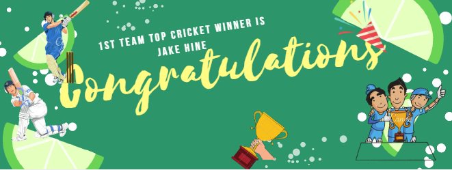 Congrats Jake Hine for his Top performance in the 1st Team. 
Prices sponsored by #JJHCreative