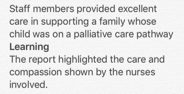 LfENUH's tweet photo. One of our Learning from Excellence reports: excellent family centred care #FeedbackFriday @PCCUatNCH https://t.co/s37vUI4no9