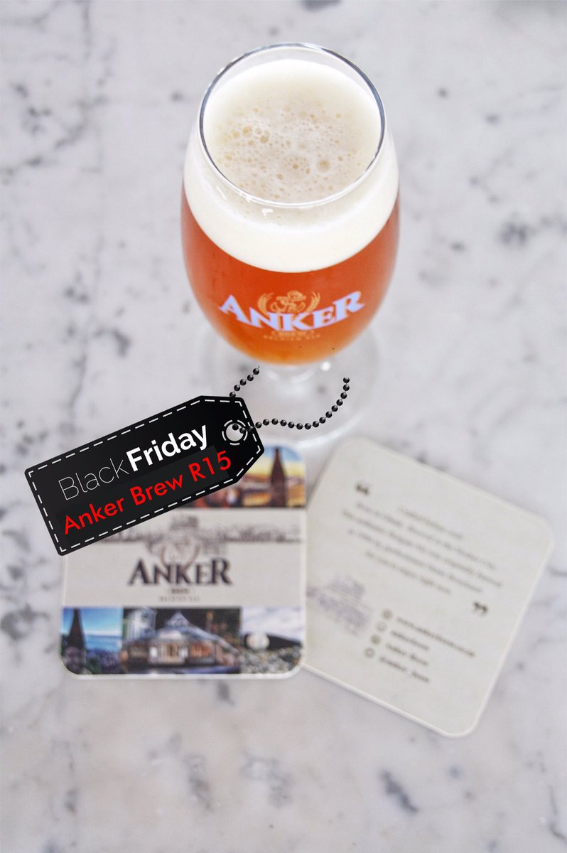 den_anker's tweet photo. Join us for #BlackFriday and enjoy an #AnkerBrew for 15ZAR
Special ends at 19h00.
#DenAnker #BeerSpecials #BelgianAle #CraftedbeforeCraft https://t.co/BMn9qCYCYe