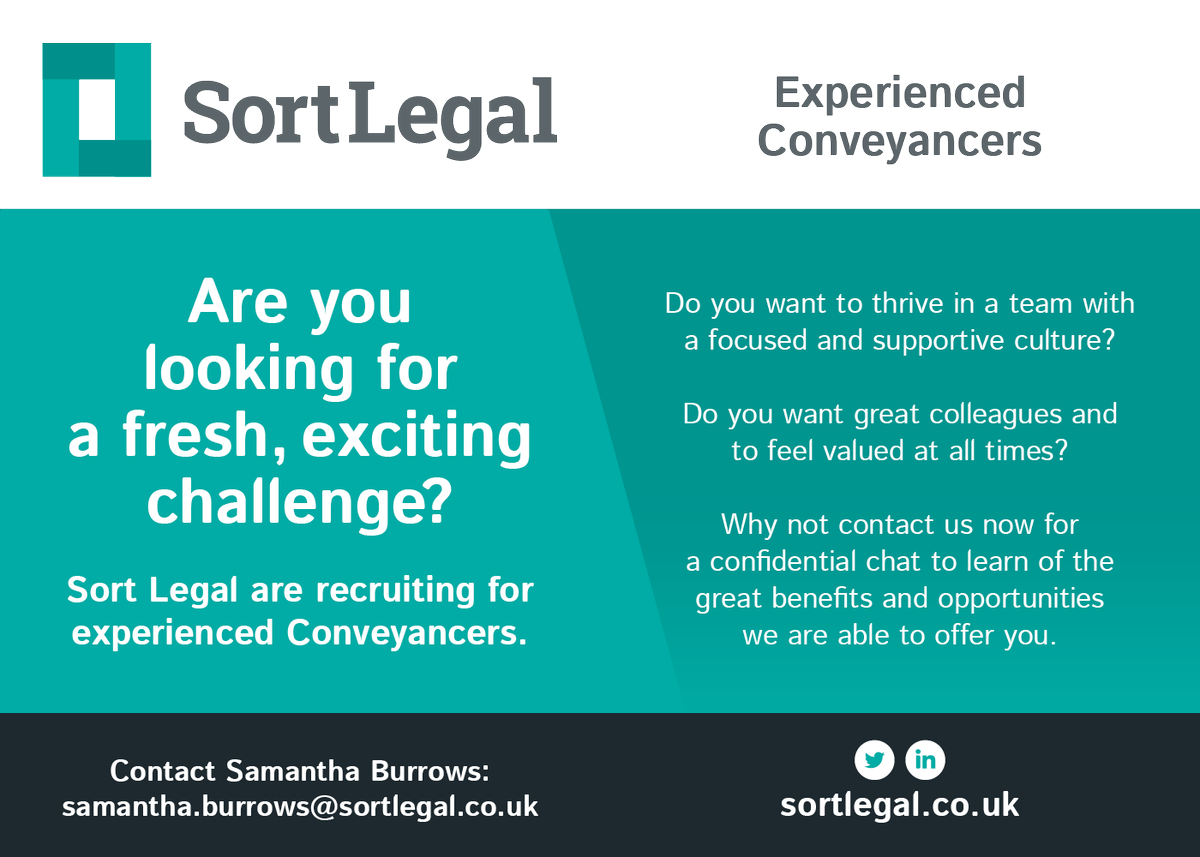 SortLegal's tweet image. Do you have #CareerGoals? Join a law firm that's growing... socsi.in/UcH3y

#Hiring #Conveyancers #Vacancy