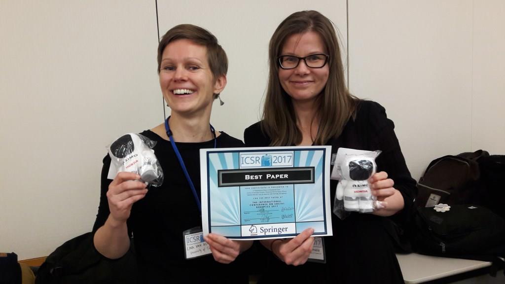 So great! We won the best paper award together with <a href="/LinaVanA/">Lina Van Aerschot</a>, Antti Tammela and <a href="/iinatar/">lina A</a> in #ICSR2017! Thanks!!! The paper is about telepresence robots in residential care #METESE <a href="/ROSERobotic/">ROSERobotics Project</a>
