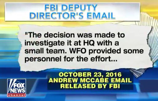 Trumptbird's tweet image. McCabe “The decision was made to investigate (HRC)at (FBI) HQ with a small team WFO provided some personnel for the effort
BUT it was referred to as a SPECIAL &amp;amp; I was not given any details about it”

#LockHerUp 
This is more exciting news than #BlackFriday