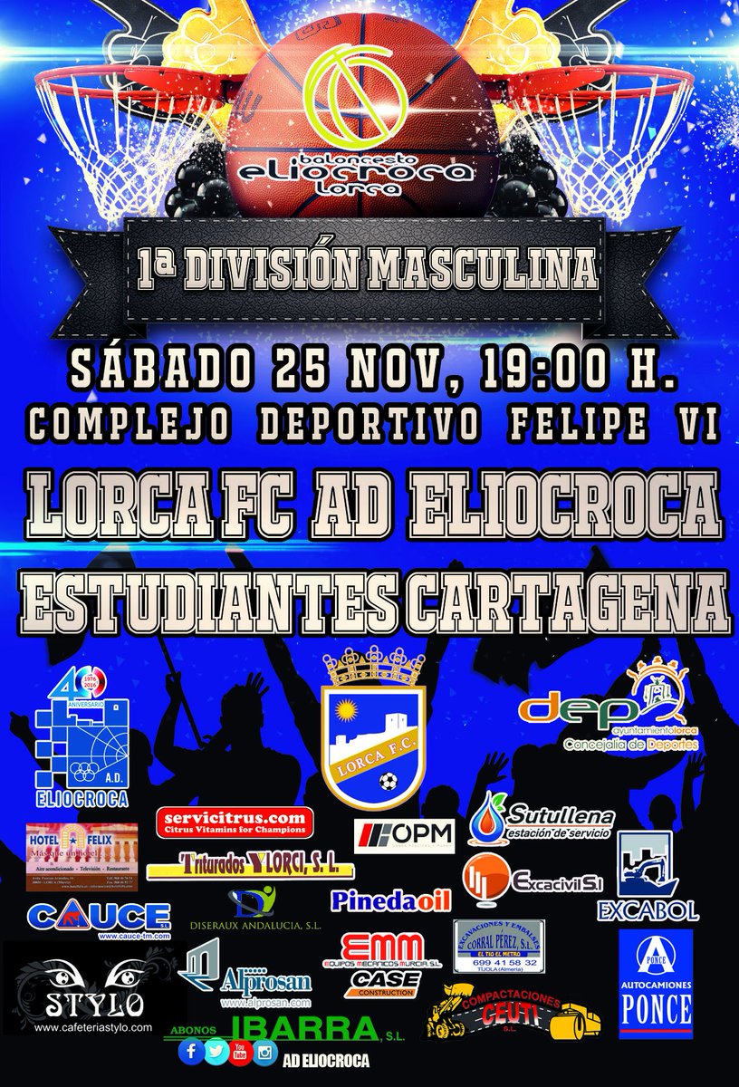 ADEliocroca's tweet photo. #BALONCESTO. Apasionante jornada la que nos espera este fin de semana. Nuestros tres equipos senior @LorcaFCSAD AD Eliocroca juegan en el @cdfelipevilorca. Y por supuesto, no nos olvidamos del debut benjamín! ¡Gracias a los patrocinadores y amigos que hacen posible este proyecto! https://t.co/YgCg7si7E7