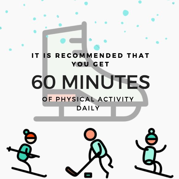 ChangingMyOdds's tweet photo. @cancersociety recommends that you get at least 60 minutes of physical activity per day! Get out and try skiing, snowboarding, skating, hiking, and more to ensure that the cold weather doesn’t slow you down 🏂⛷⛸🏒
.
.
.
#December #daily60 #healthyliving #cancerprevention https://t.co/senJsS7svV