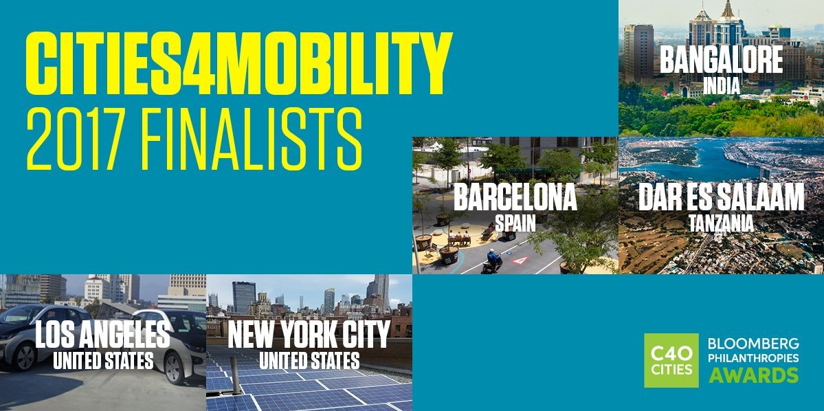 Connect4Climate's tweet photo. Introducing @c40cities 2017 #Cities4Mobility #C40Awards finalists! Follow this thread today to learn more about the work that 5️⃣ great cities have been doing and get excited about next week's award ceremony! https://t.co/ID1kjqmpvf