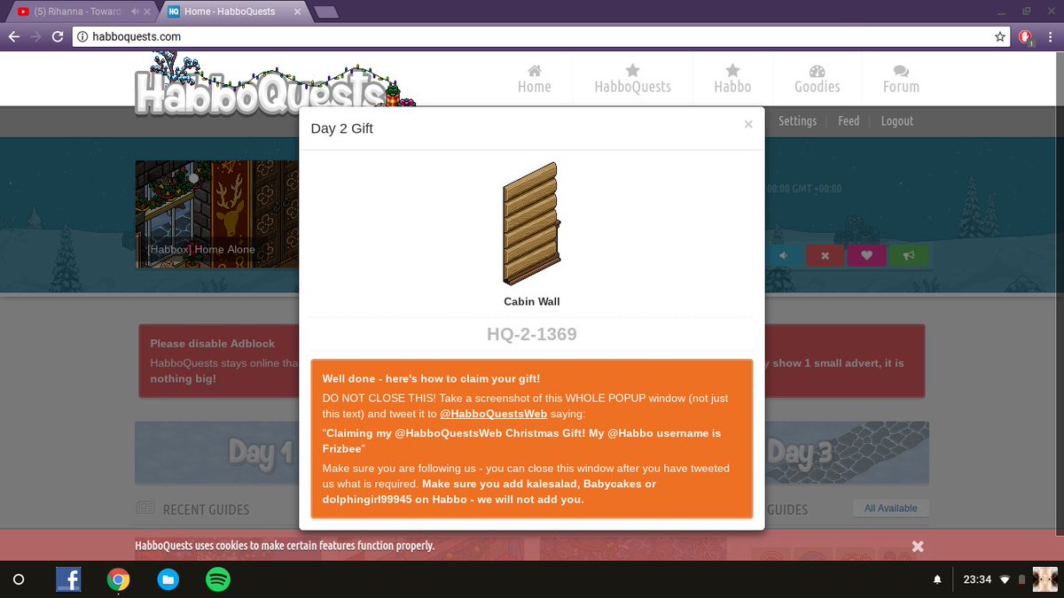 HabUrgh's tweet photo. "Claiming my @HabboQuestsWeb Christmas Gift! My @Habbo username is Frizbee" https://t.co/AxgVqpgzP8