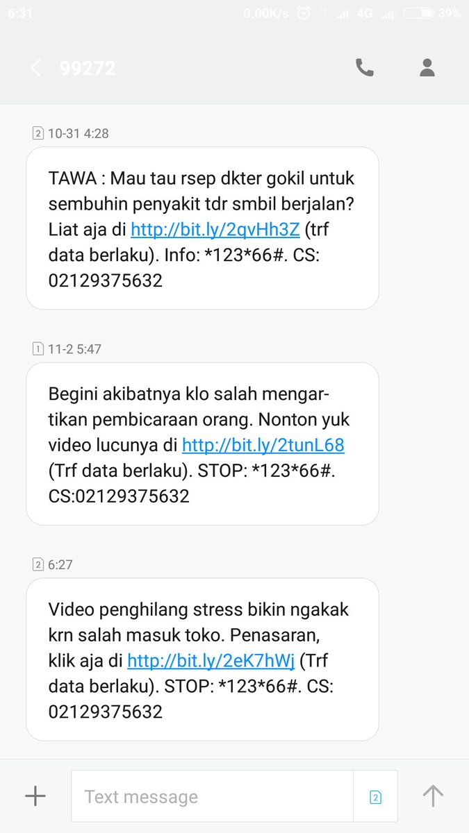 Opeak_tea's tweet photo. Dear @myXL @myXLCare saya dapat sms dari 99272. Tidak pernah register, daftar dsb. Pulsa terpotong, bagaimana bisa? https://t.co/O1F6E2sdZJ
