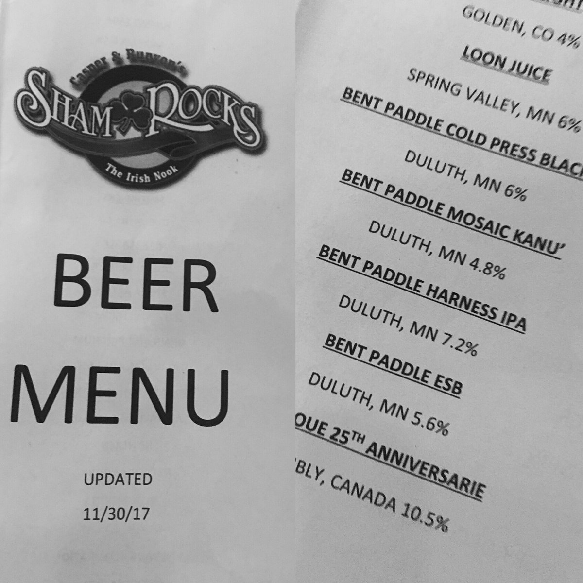 at_sarah_ash's tweet photo. Well lookie here @ShamrocksIrishN rocking some serious @bentpaddlebeer RN! #MNCraftBeer #bom #fourdollarpints #local https://t.co/HlOfB9cAIV