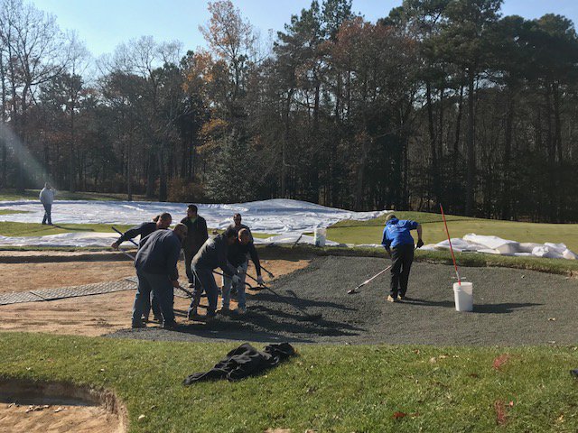 BaywoodTurf's tweet photo. Great day installing @CapConGolf on hole 8. Huge thank you to @mclendon_rusty &amp; our construction team for leading the install. https://t.co/ty7DjyzTB7
