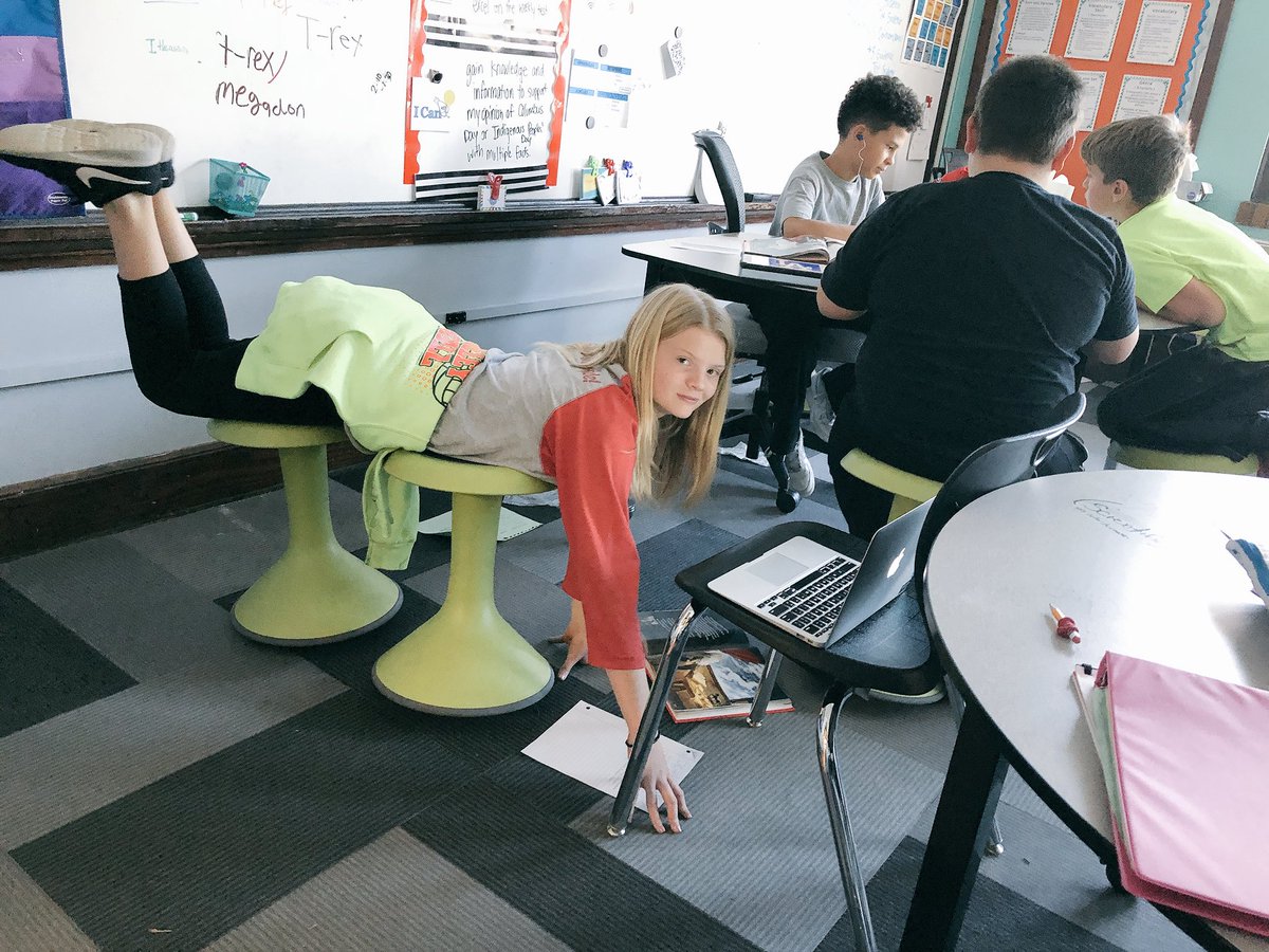 brandonsdaley's tweet photo. Comfy? 🤷🏼‍♂️ #flexibleseating #blended #personalizedlearning #coteaching #5thgrade #WLRiverhawks #497pd https://t.co/a9Qjy9KqJc