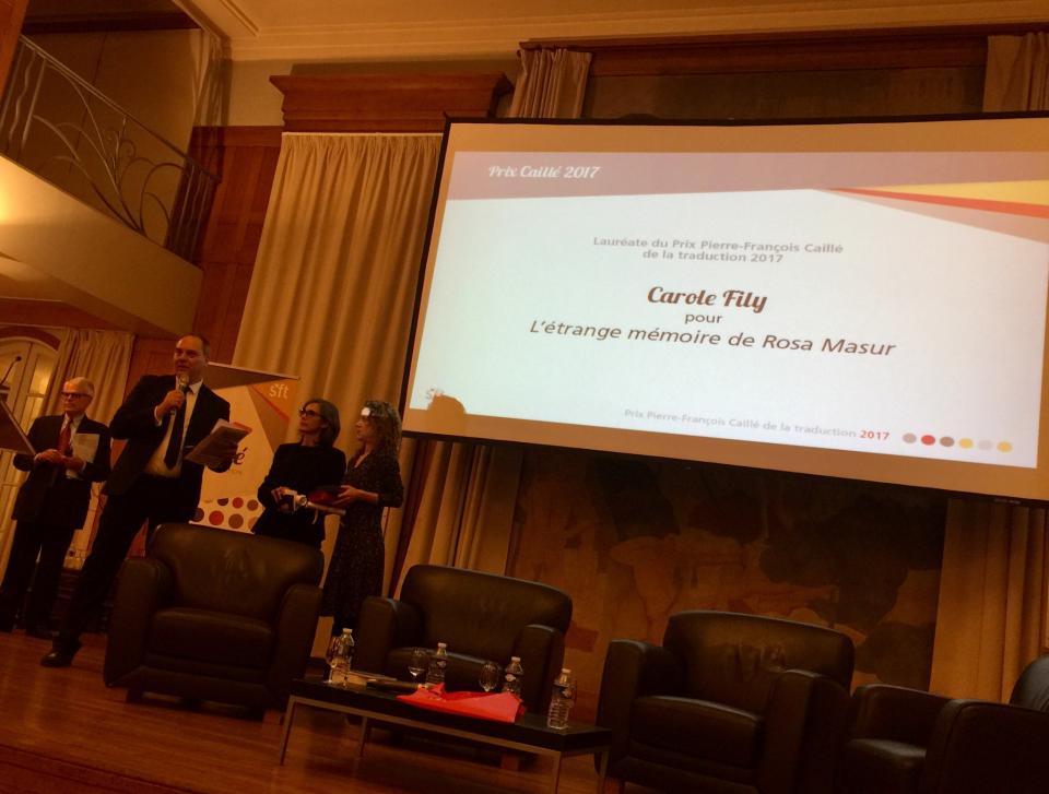 SFTfr's tweet photo. Carole Fily, lauréate du prix Pierre-François Caillé de la #traduction #PFC2017, et Michelle Ortuno, mention spéciale du jury ! https://t.co/Hxt9ncmhgb