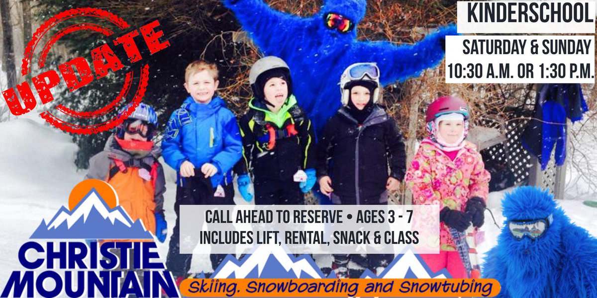 ChristieMtn's tweet photo. UPDATE- 2 classes each day! #Learn2ski #ChristieMountain
#travelwisconsin #discoverwisconwin #kidsski #bunnyhill #learntoski #familyfun #skilocal #skimidwest #skiing #snowboarding #downhill https://t.co/EULJcAQJS4