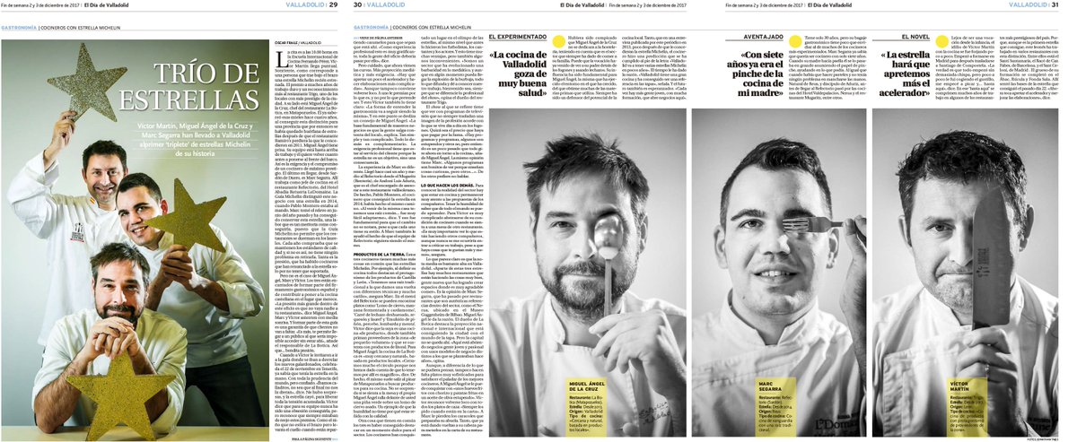 El trío de estrellas de #Valladolid. Juntamos a los chefs de los tres restaurantes vallisoletanos con estrella (de la <a href="/GuiaMichelin_ES/">La Guía MICHELIN</a>): <a href="/MACruzLaBotica/">Miguel Ángel</a>, @Marc_Sega y @VitTrigo.