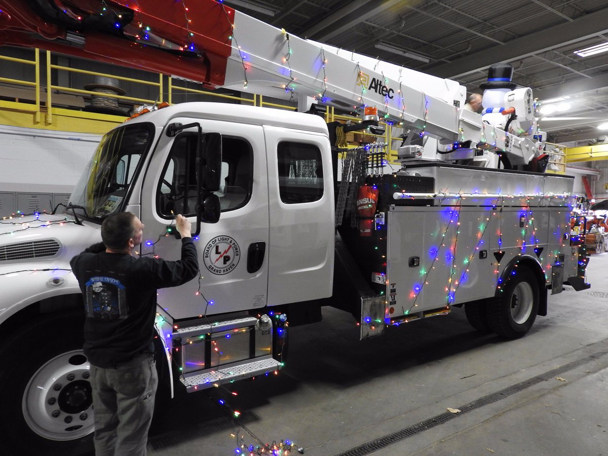 It's a swell time, it's Jingle Bell Time! We are having fun decorating our Bucket Truck for the <a href="/GHAChamber/">Grand Haven Chamber</a> Jingle Bell Parade. We would like to say thank you to our Senior Electrical Line Worker Kip, for driving in the parade tomorrow, Saturday, December 2 at 6 pm. #Parade