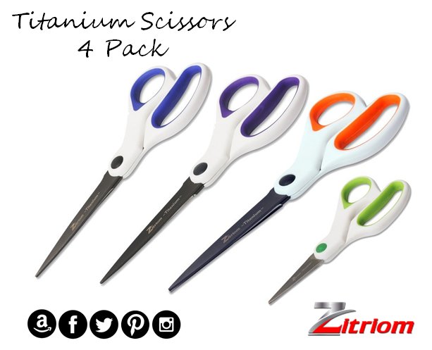 zitriom's tweet photo. Looking for #Scissors @zitriom you can find these amazing Titanium Scissors #4Pack All Purpose Ultra Sharp Blades for Cutting Paper Fabric and Plastic✂️✂️✂️✂️Visit us https://t.co/mmkmpCRnY5 #Amazon #December1st  #FridayFeeling #Office #Home https://t.co/uuEnChCkBi