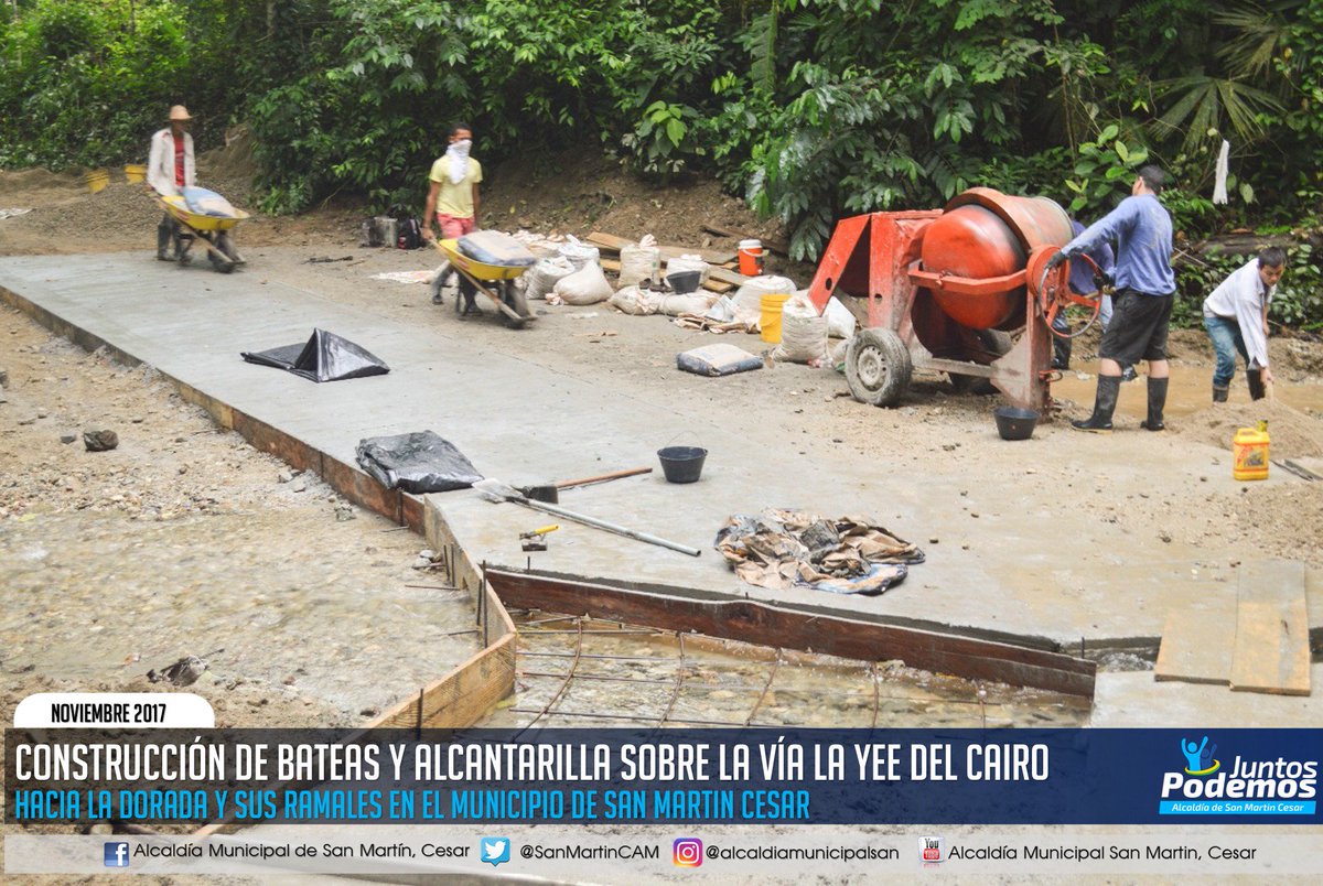 SanMartinCAM's tweet photo. Construcción de bateas y alcantarilla sobre la vía la Yee del Cairo - Hacia la Dorada y sus ramales en el Municipio de San Martin, Cesar. https://t.co/buCwn1OjXr