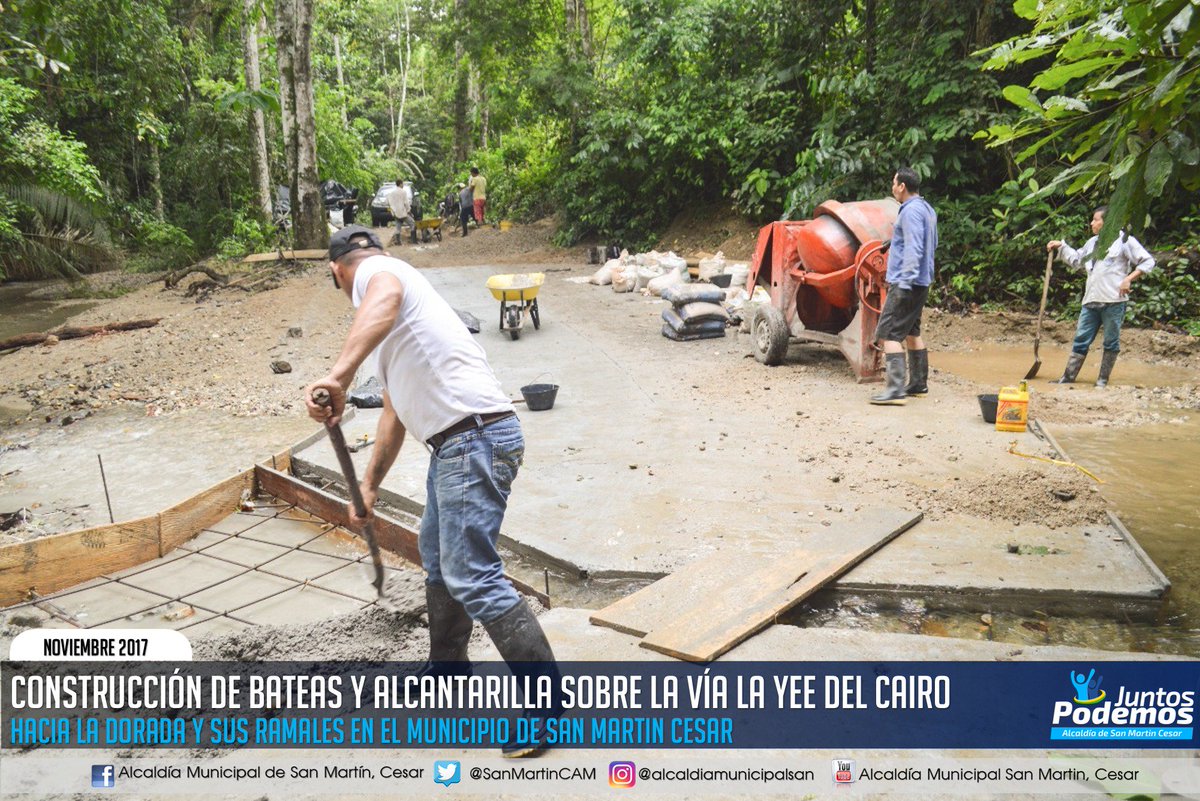 SanMartinCAM's tweet photo. Construcción de bateas y alcantarilla sobre la vía la Yee del Cairo - Hacia la Dorada y sus ramales en el Municipio de San Martin, Cesar. https://t.co/buCwn1OjXr