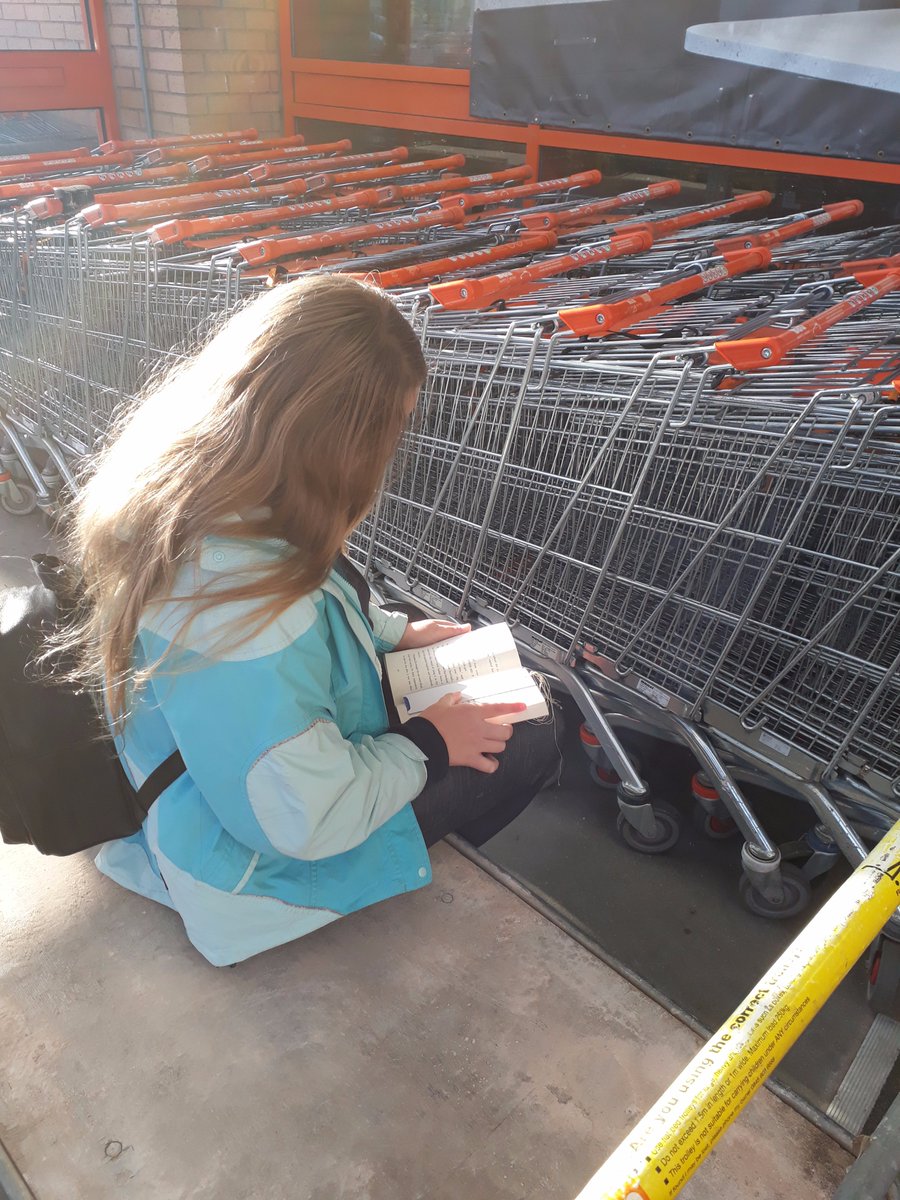 WBurghPrimary's tweet photo. Charlotte and Daniel reading in the cafe and outside B&amp;Q. #ReadingDares #BookWeekScot #WillybugsRead Fantastic effort! https://t.co/se94avLM1b