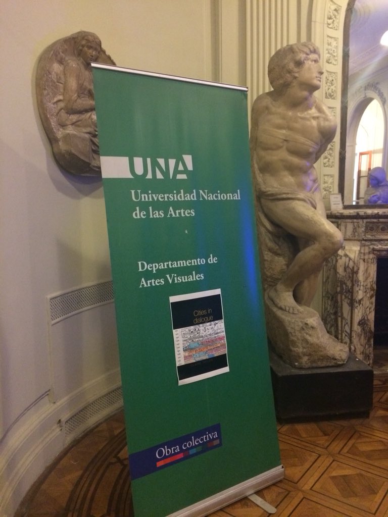 Claire_Taylor_M's tweet photo. Getting set up for the #citiesindialogue book launch with @MarinaZer in the fabulous surroundings of the Universidad Nacional de las Artes https://t.co/aQwJ6OyCbw