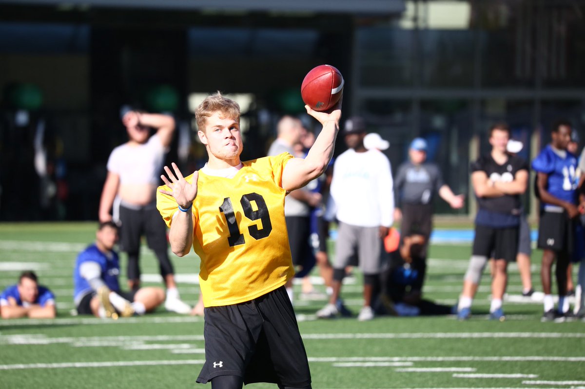 UCLAFootball's tweet photo. Starting the day off with a competitive 7-on-7 tournament. 

#GoBruins | #4sUp https://t.co/hf0RsZfBtb
