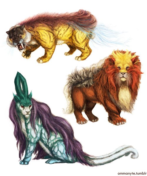 TOIVOTAN1's tweet photo. A pesar de ser conocidos como 'Perros legendarios', todos se basan en felinos. Entei tiene la forma de un león, Raikou la de un tigre dientes de sable y Suicune la de un guepardo. https://t.co/WYL2i5Zqeu