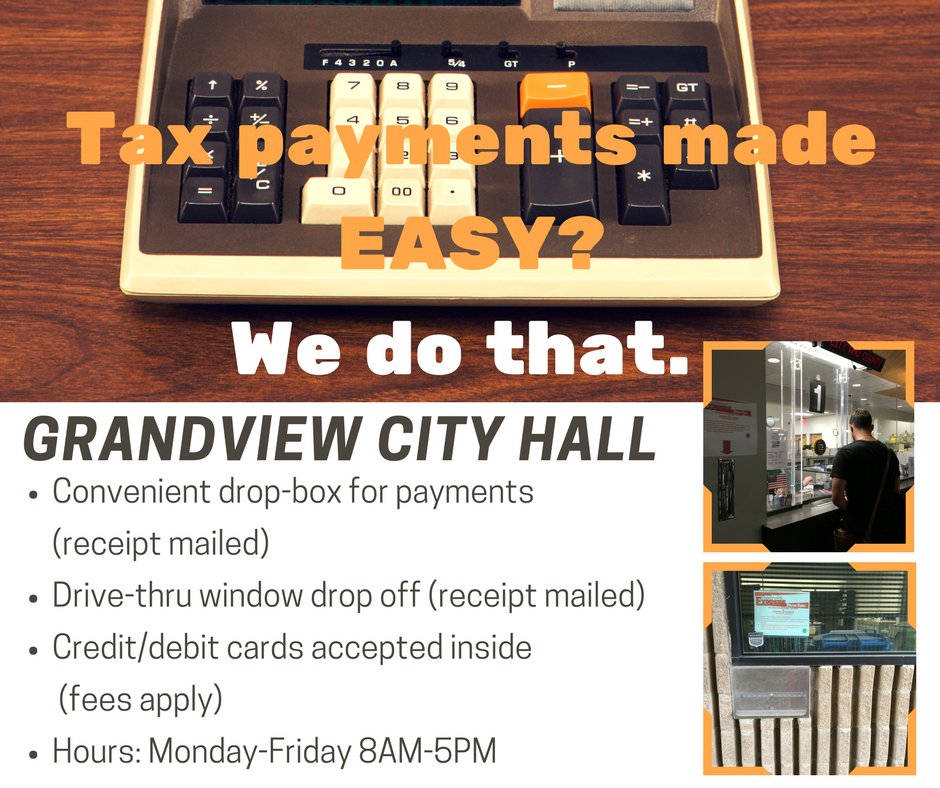 CityofGrandview's tweet photo. Paying your @JacksonCountyMO property taxes? At #Grandview City Hall, we make it easy peasy. #SaveAStamp #Taxes https://t.co/NescD61IZs