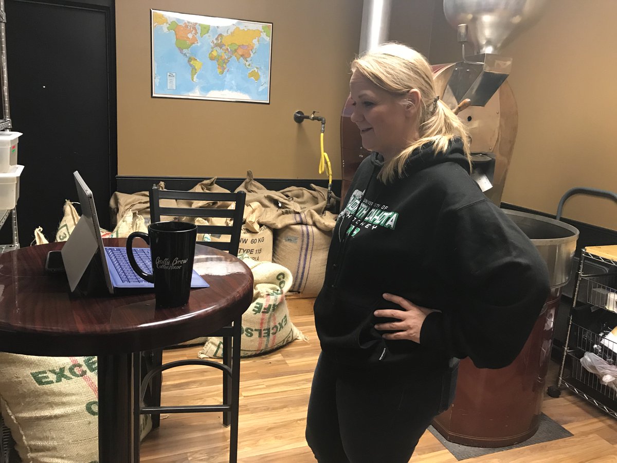 EduTechND's tweet photo. The owner of Bully Brew Coffee House, Sandi Luck spoke to students at Northwood Public School about the opportunities of entrepreneurship. https://t.co/LwrHWNFerq #bullybrewcoffee  #askmend https://t.co/LKNl2mLheV
