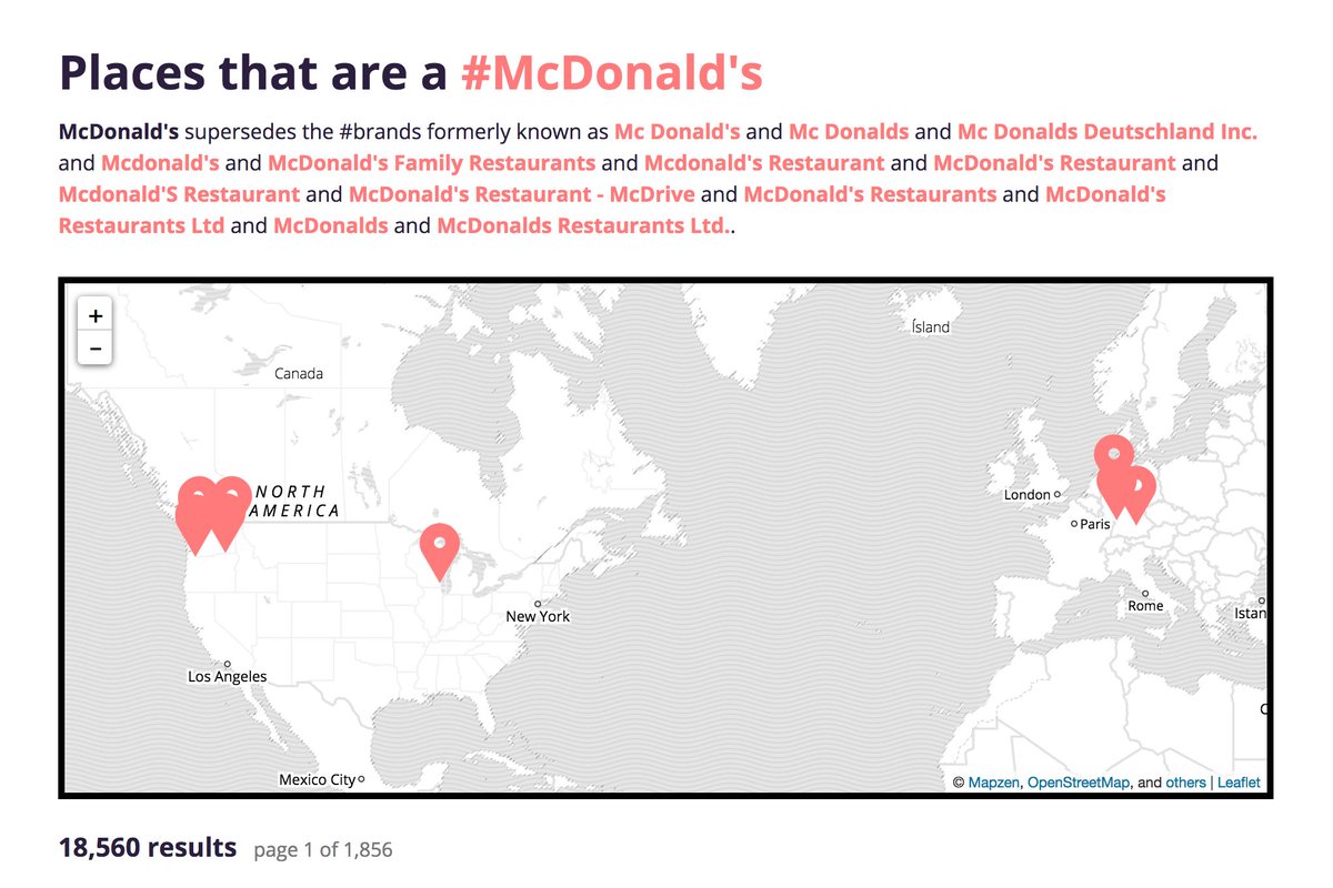 disambiguating burger joints ranks pretty low on the list of pressing problems these days but life is funny that way sometimes... places.mapzen.com/brands/4205739…