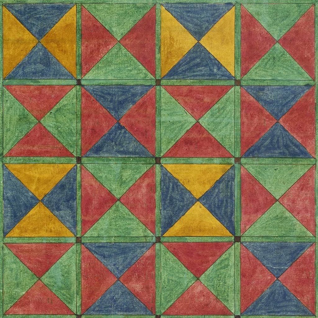 FolgerLibrary's tweet photo. A pattern from the Trevelyon Miscellany of 1608, Thomas Trevilian's fascinating manuscript tome of illustrations and accompanying text. #pattern #tilepattern #tile #color #manuscript #folgerfinds #FolgerLibrary #trevelyon #miscellany https://t.co/1SmfGynn0u https://t.co/TNcN3cuNAe