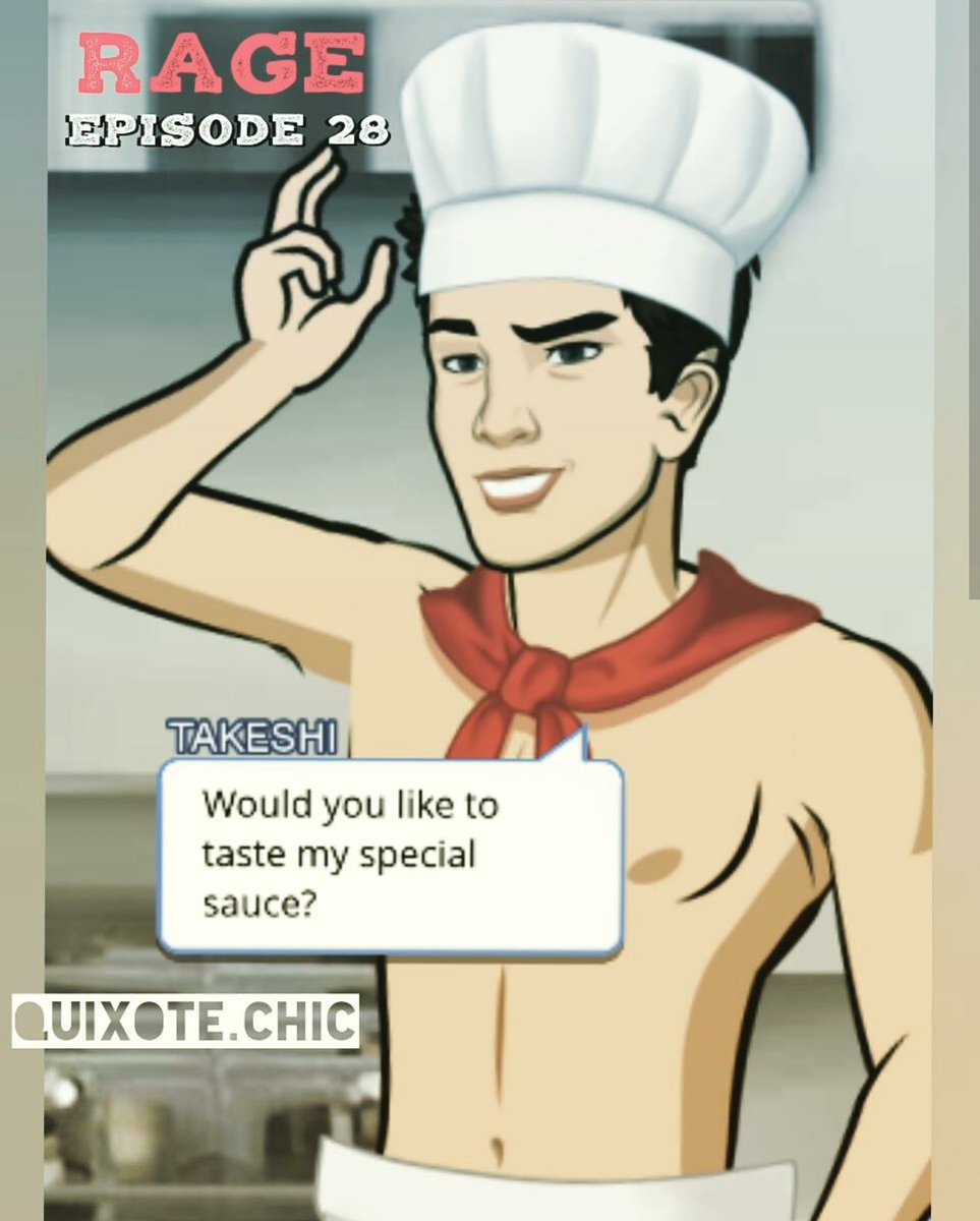 QuixoteChic's tweet photo. Rage Episode 28 is out! 🙊🙈 Have fun! #episoderage #episodeapp #episodeink #chef #hotkitchen #takeshi https://t.co/v60OeZ7Hty