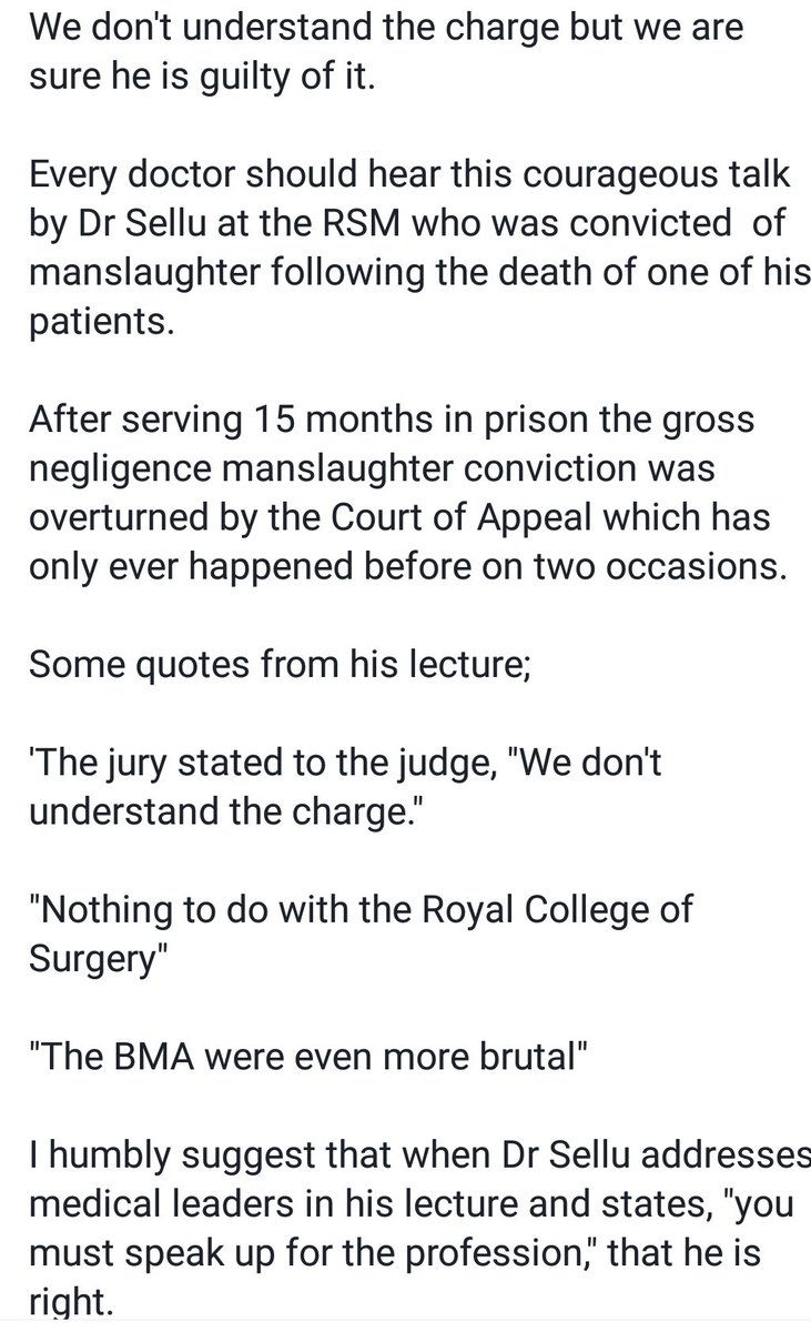 "We don't understand the charge but we are sure he is guilty of it"

Medical colleagues please listen to Dr Sellu's story about being wrongly convicted of manslaughter.

videos.rsm.ac.uk/video/mistake-…