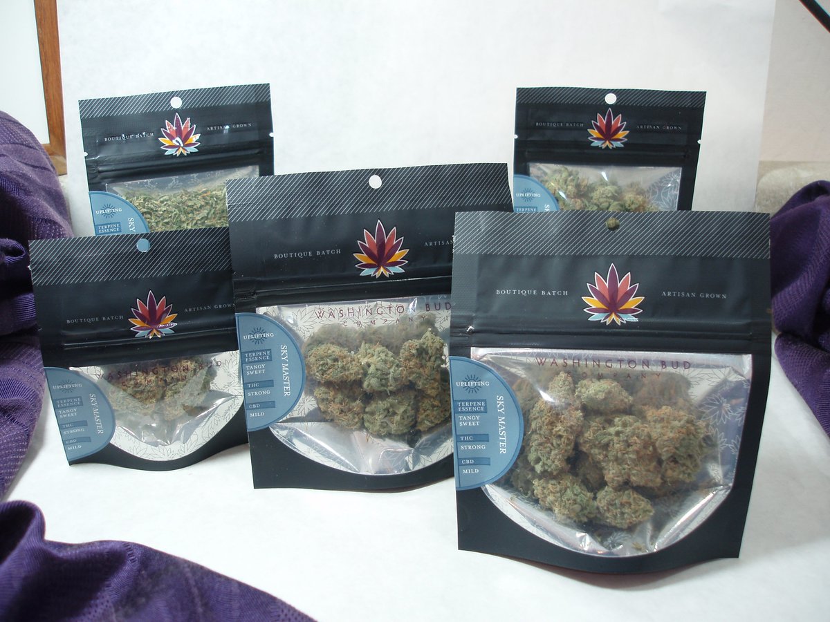Washingtonbudco's tweet photo. Skymaster - Tangy sweet, strong THC, low CBD #BeHappy #LegalWeed #WomenofWeed https://t.co/mmM15AWHMQ