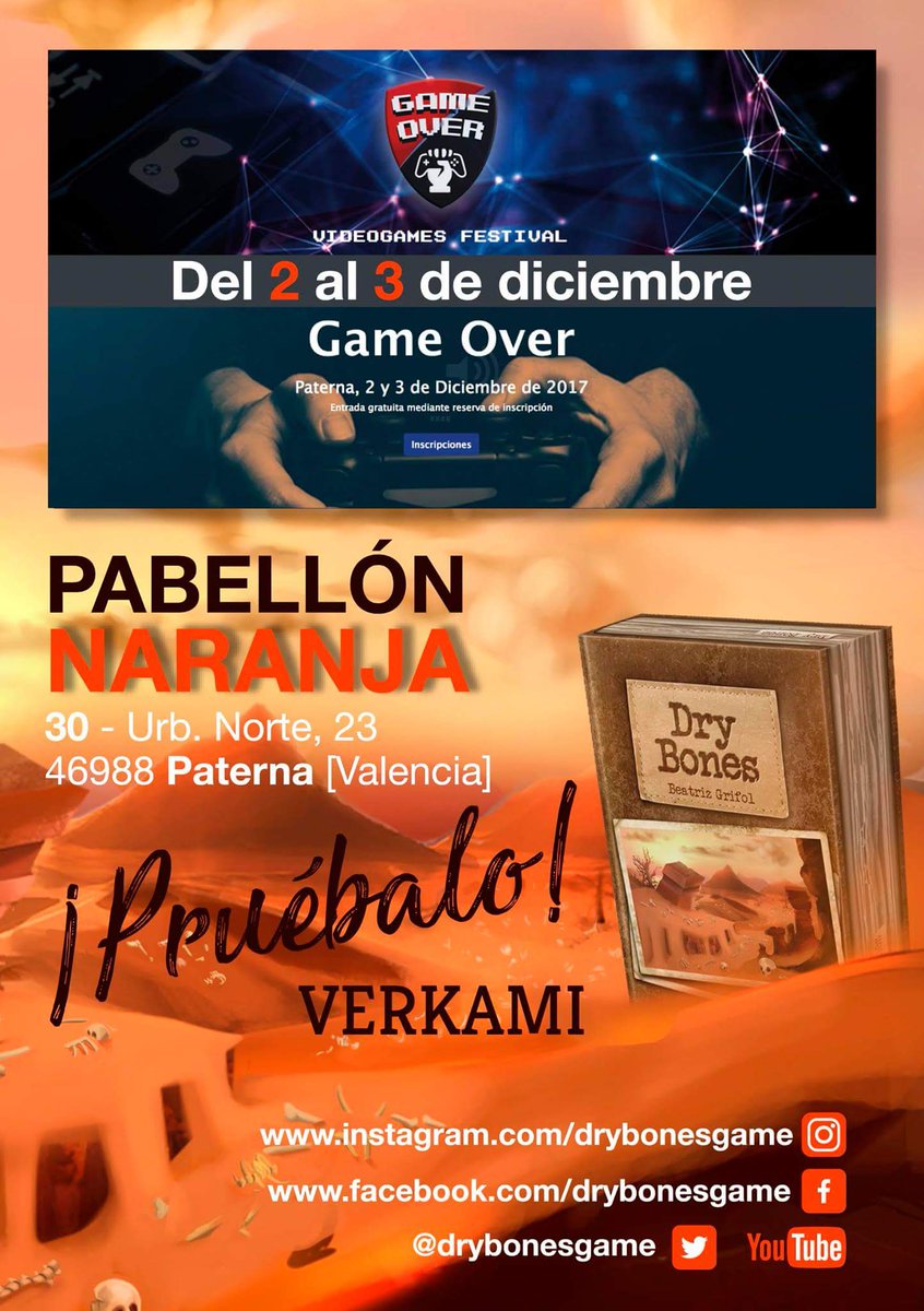 Drybonesgame's tweet photo. Y este fin de semana tenemos #gameover2017 ahi estaremos con @LudoValencia y @Wild_wars_ compartiendo mesa de #juegos https://t.co/D59nb4d8n5