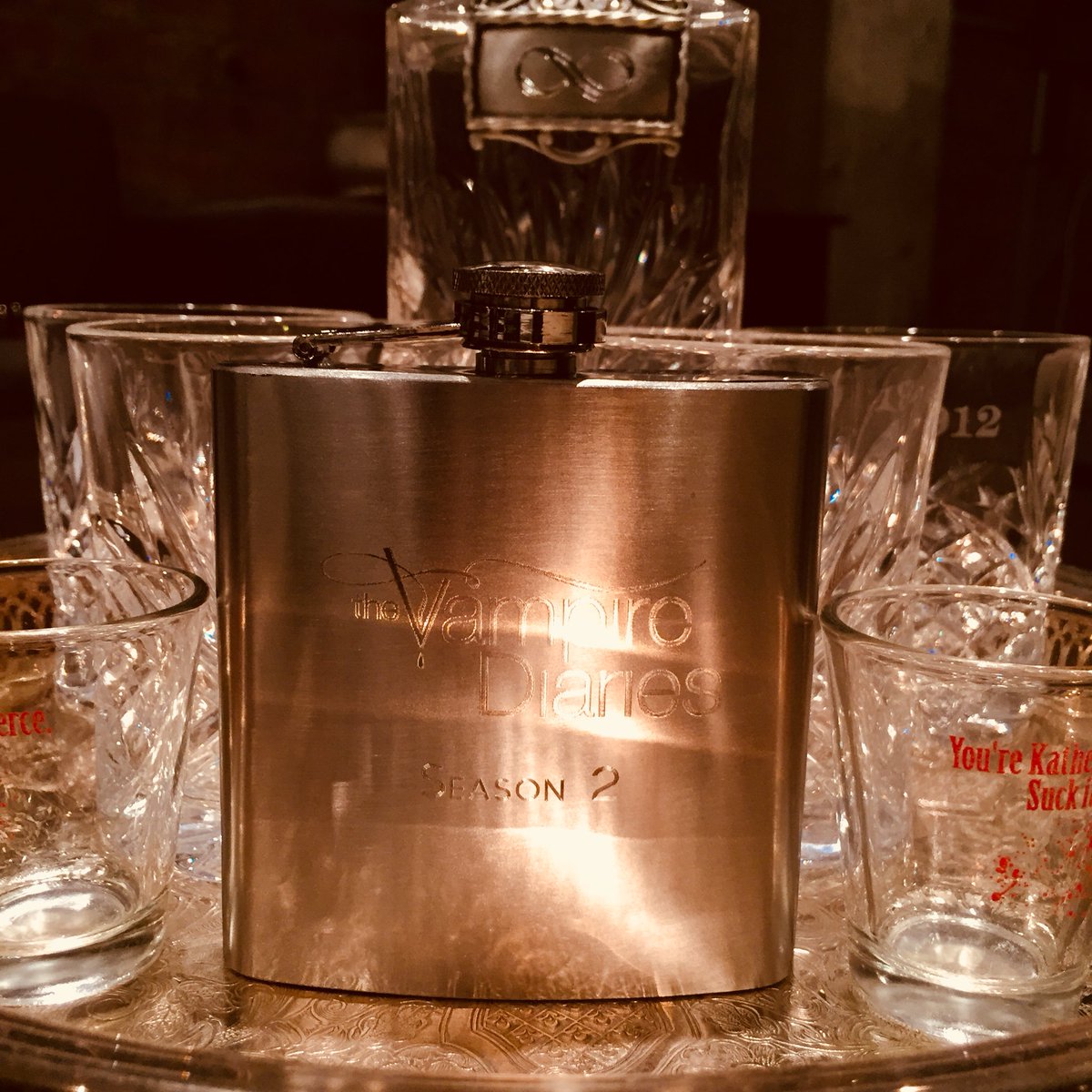 More cast &amp; crew #TheVampireDiaries swag is here to win! We have a flask, two shot glasses, and a water bottle to give away. Send us a screenshot of yr contribution to UNIDOS or tell us how yr helping those in need in Puerto Rico to qualify ~