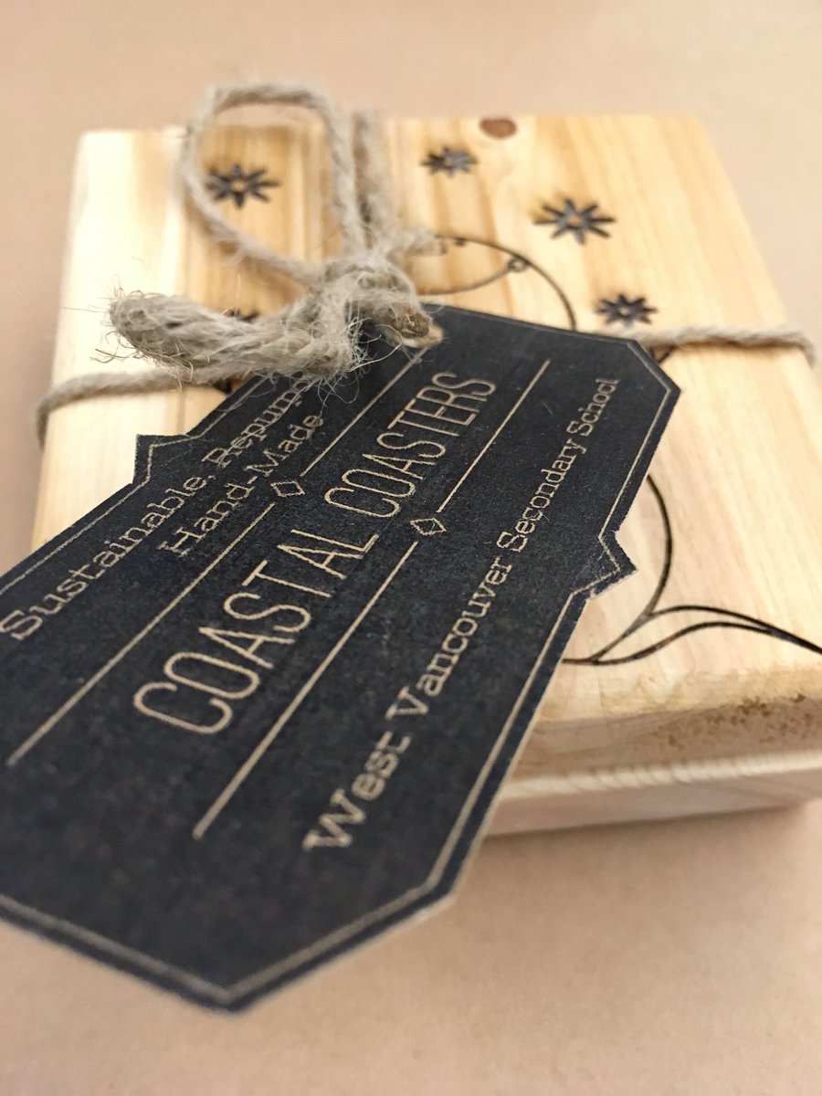 ShawnAnderson12's tweet photo. Design to completion. Experiential learning for marketing 11 (1-3) company Coastal Coasters. Packaged and ready for sale at the Bowen Island Youth Craft Fair Sunday 10-12:30pm. Reclaimed materials with all proceeds going to the Bowen Island Children’s Center. #westvaned https://t.co/0cLMkD9VXW