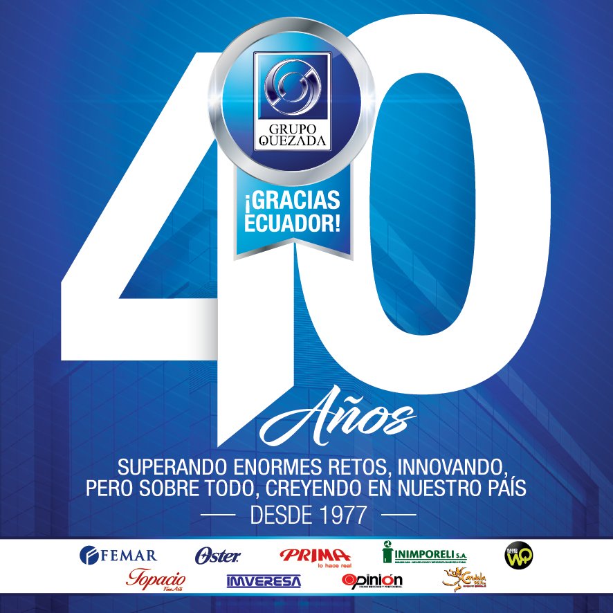 diariopinion's tweet photo. #Femar #Oster #Prima #Inimporeli #RadioWQ #Topacio #Imveresa #DiarioOpinion #RadioCandela
40 años del Grupo Empresarial Quezada
 
Los ejecutivos del Grupo Empresarial Quezada saludaron al país, al cumplir 40 años de actividad comercial en Ecuador, superando enormes retos.. https://t.co/sEkUXpopf9