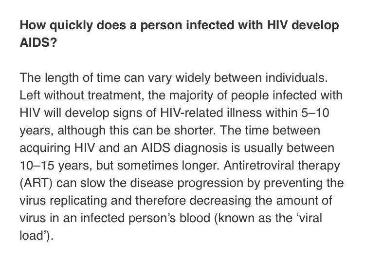WHO's tweet photo. Q: How quickly does a person infected with #HIV develop #AIDS?
A: https://t.co/hfZ9VguSIX
#WorldAIDSDay https://t.co/QNhS8H7tYo