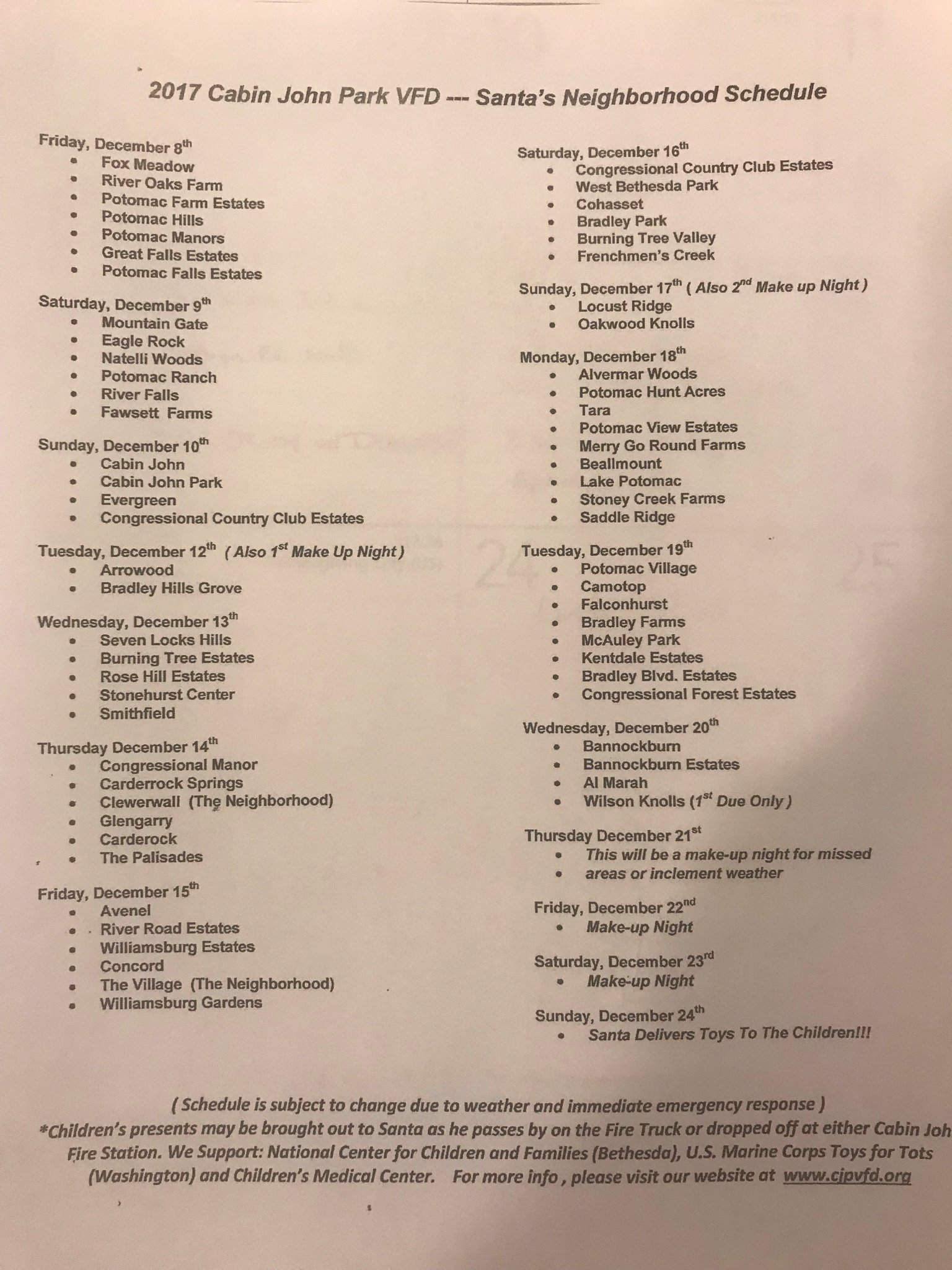 Cabin John Park Vfd On Twitter Our Toy Drive Is 12 8 12 23 With