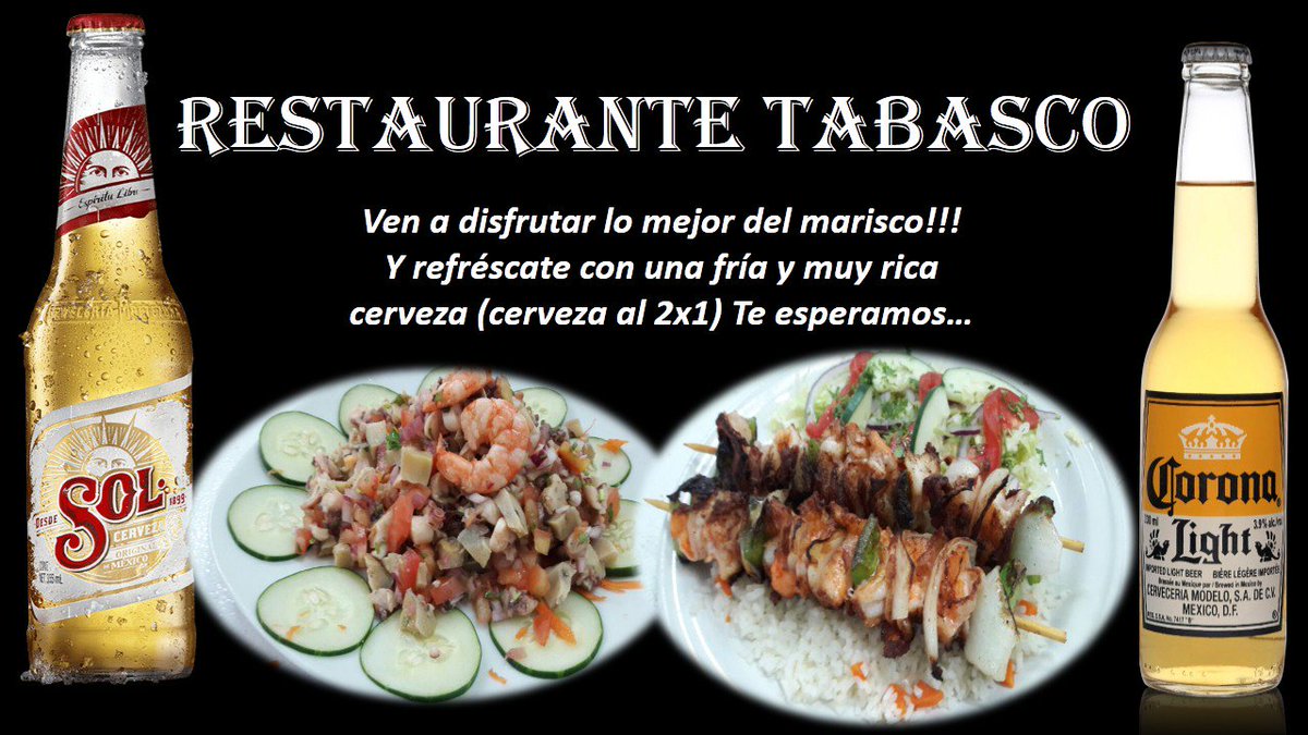 resttabasco1's tweet photo. El mejor lugar para #disfrutar de unos sabrosos #mariscos  y tomarse una #cerveza bien fría con la #familia y los #amigos . https://t.co/of9MKfBAEk