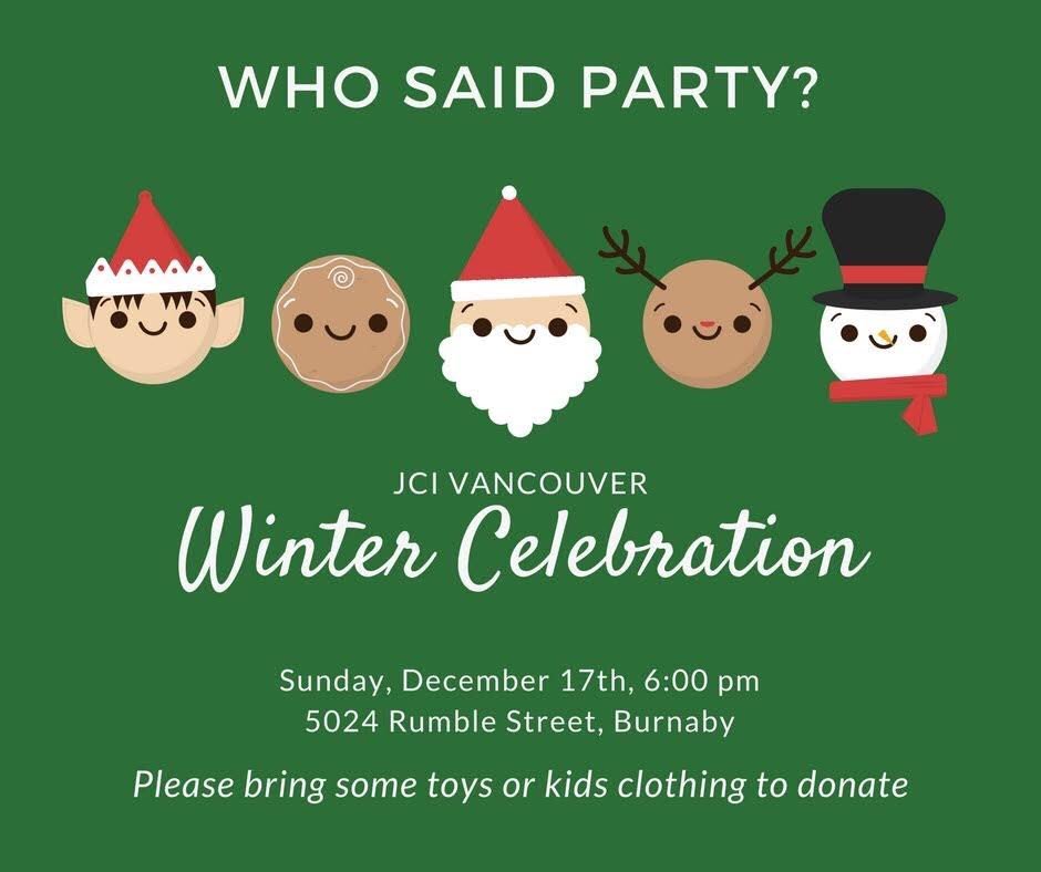 JCIvancouver's tweet photo. Join our #WinterCelebration2017, it's free for everyone: members, non-members, past members, friends and family.  
This event is a potluck and we'll be accepting donations for families in need. https://t.co/c0RKVQrljD