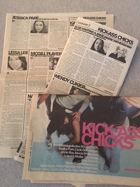 leisamontreal's tweet photo. #fbf to the time that @omearajamie first crowned @amwithenshaw and I #kickasschicks. Along with none other than Jessica Parรฉ, en plus. In Hour magazine (ask your older sister). Honoured to be in these ladies' company. https://t.co/iYA20gTYVF