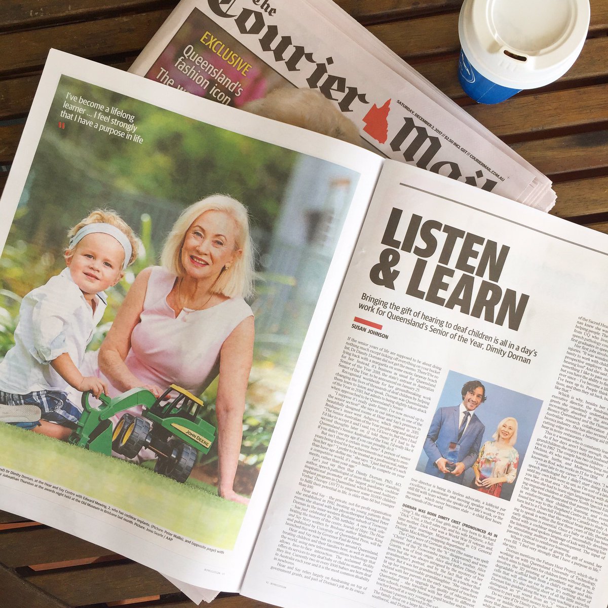 Spotted in <a href="/Qweekend/">Qweekend magazine</a> today!Thank you @sjreaders for sharing the story of <a href="/DimityD/">Dimity Dornan AO</a> and <a href="/HearAndSay/">Hear and Say</a> 💙