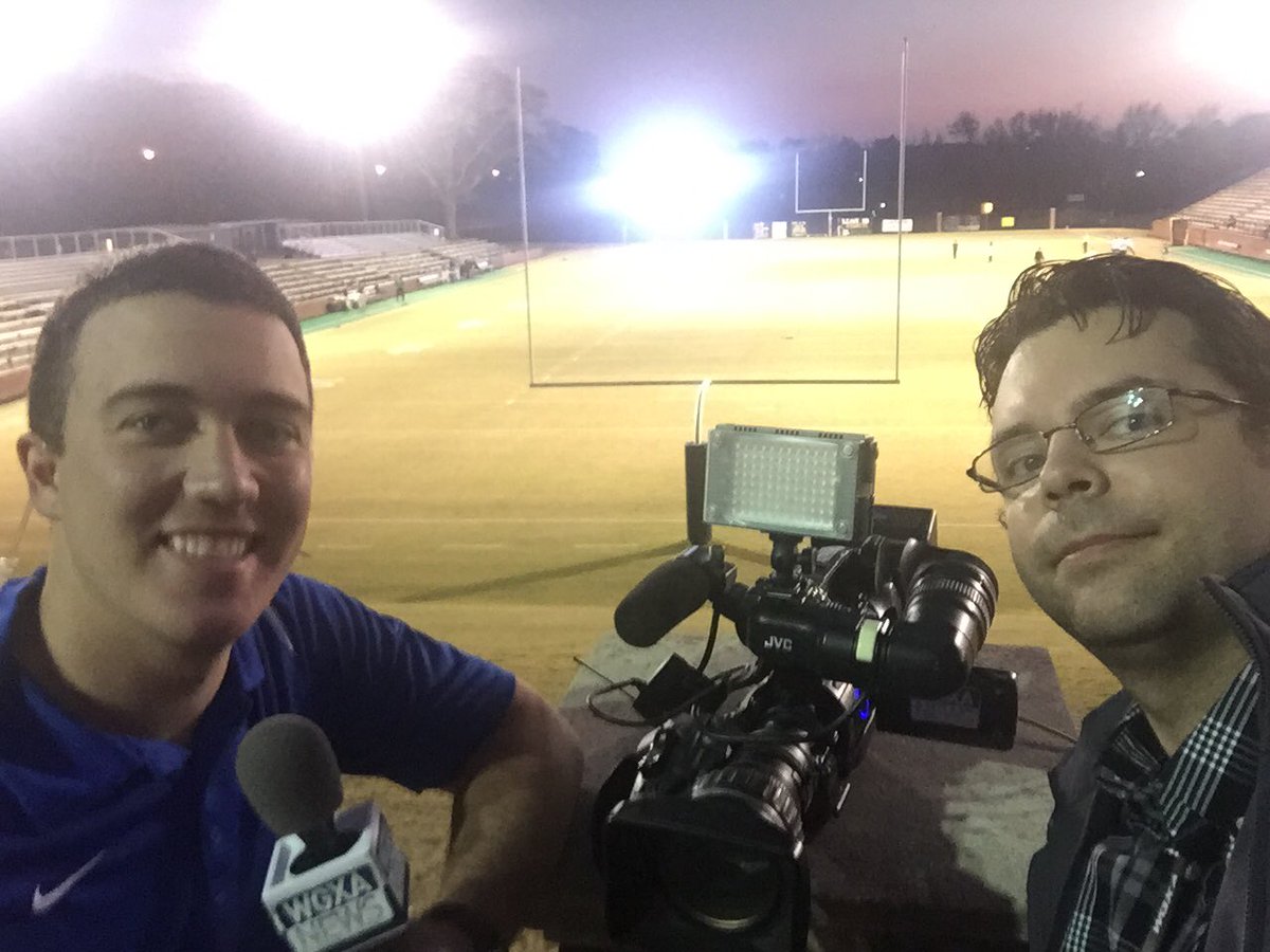 dominguephotog's tweet photo. Here with @CamWGXA getting ready for @MPHSFootball vs #BlessedTrinityTitans @WGXAnews https://t.co/zBv0IWifes