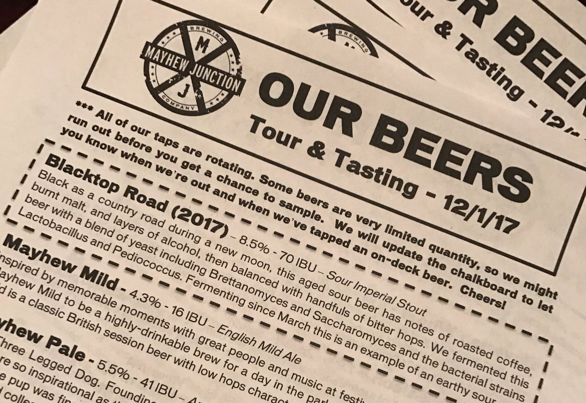 MayhewJunction's tweet image. Tours 5:39-8:30 TONIGHT! On the fence? We're rolling out our latest aged sour beer: Blacktop Road