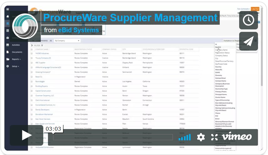 PW_ProcureWare's tweet photo. We have new product videos on our website! These 2-4 minute demos introduce the key features of our product: supplier management, sourcing, and contract management. https://t.co/0VSCsFOQNX https://t.co/swqkMxcHXg
