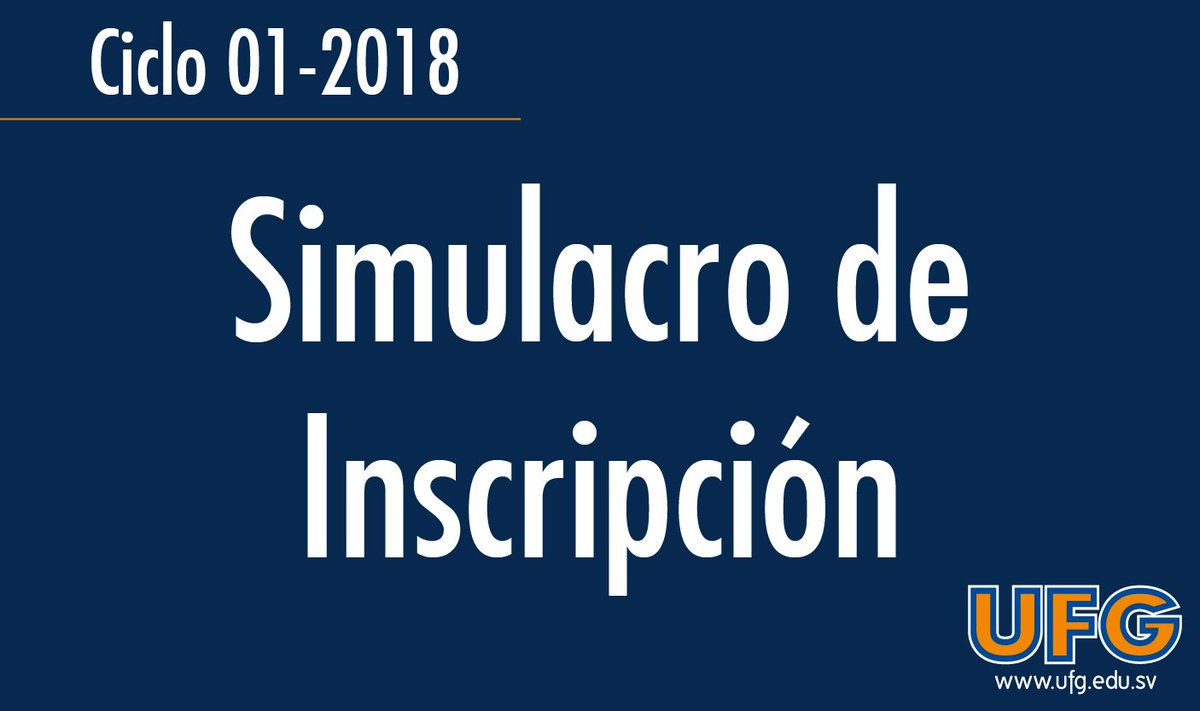 UFGoficial's tweet photo. Realiza el #SimulacrodeInscripción Ciclo 01-2018, desde las 8:00 a. m. del 29 de noviembre hasta las 11:59 p. m. del 10 de diciembre de 2017, desde el ícono de Simulacro de Inscripción en tu #WebDesktop.
Más información: https://t.co/lnd9pBsxw8 https://t.co/Er8Q7COgwe